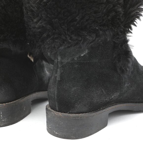 Vintage Bravo Browns Suede Faux Fur Boots Ankle Booties Italy Y2K Black Winter - Picture 8 of 11